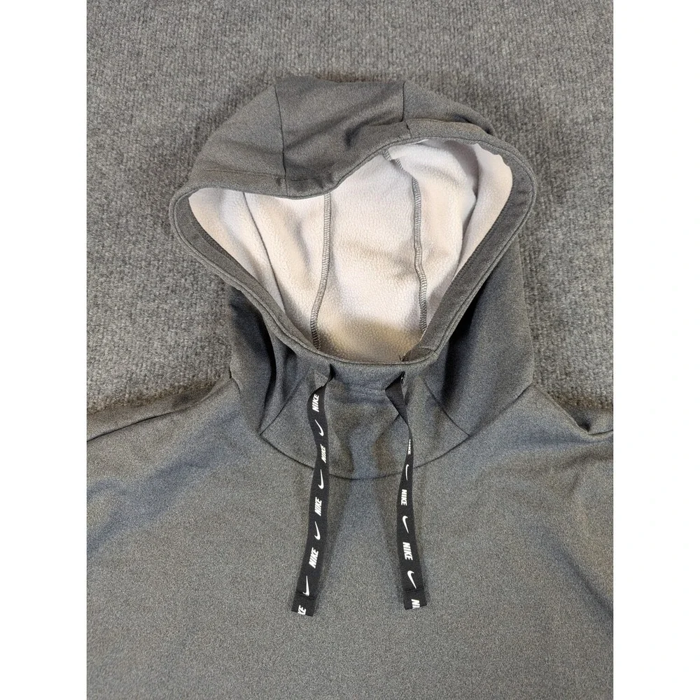 Nike Mens Therma-FIT Hoodie Gray Fleece Pullover Training Sweatshirt Large #2354